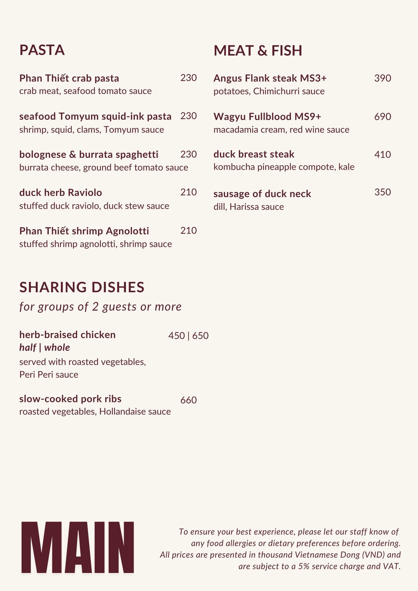 Menu page 1